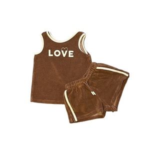 Girls 18-24M Brown Love Tank top/ Shorts Outfit